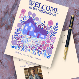 Welcome Real Estate Marketing Farmhouse Flowers Postcard