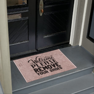 Welcome Remove Shoes Rose Gold Texture  Doormat
