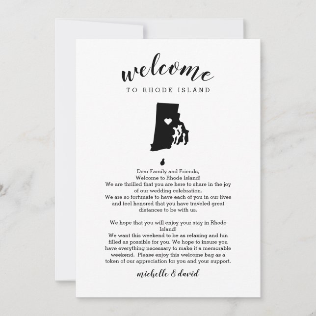 Welcome Rhode Island Wedding Letter & Itinerary (Front)