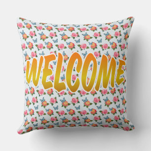 Welcome Roses flower pattern Cushion