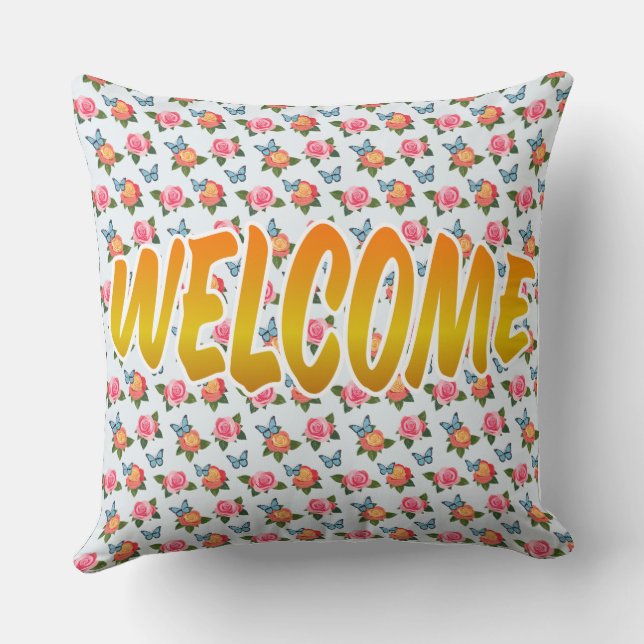 Welcome Roses flower pattern   Cushion (Back)