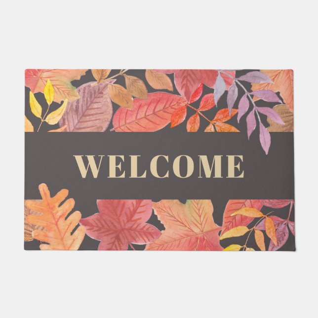 Welcome Rustic Leaves Doormat (Front)