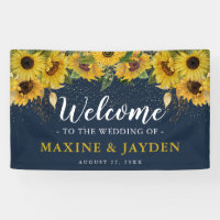 Welcome Rustic Sunflower, Navy & Gold Wedding