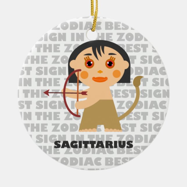 Welcome Sagittarius Zodiac Baby! Ceramic Tree Decoration (Front)