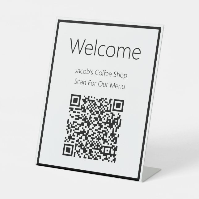 Welcome Scan For Our Menu QR Code Template Pedestal Sign (Front)