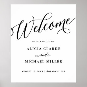 Welcome Script Flourish Minimalist Wedding Poster