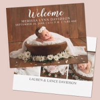  Welcome Script Girl Photo Birth Announcement