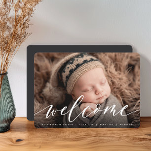 Welcome Script Photo Birth Announcement