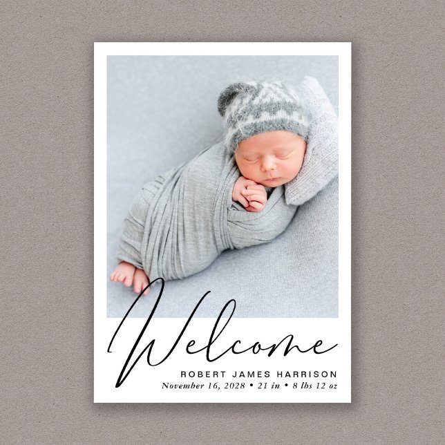 Welcome Script Photo Birth Announcement (A beautiful and unique way to thank family and friends and introduce them to your precious  baby)