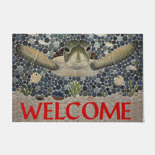 Welcome Sea Turtle Doormat, Turtle Quote Doormat