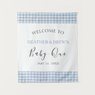 Welcome sign Baby Q Baby Shower Barbecue Boy Blue Tapestry