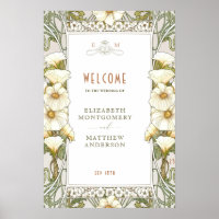Welcome Sign Calla Lily Vintage Art Nouveau Mucha
