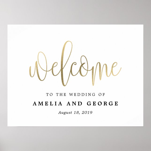 Welcome Sign Choose Your Size Lovely Calligraphy (Front)