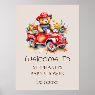 Welcome Sign Cute Teddy Locally Grown Baby Shower