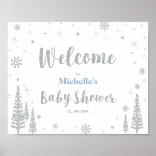 Welcome Sign for Winter Baby Shower, Boy, Blue