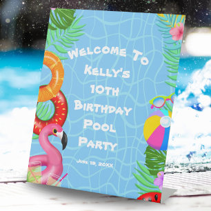 Welcome Sign Fun Pool Party Swimming Birthday