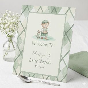 Welcome Sign Golfing Sage Green Baby Shower