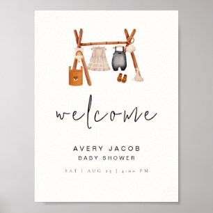 Welcome Sign Minimal Boho Clothes Baby Shower