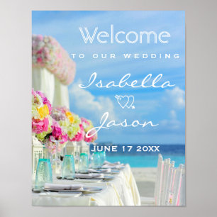 Welcome Sign Ocean Beach Summer Wedding