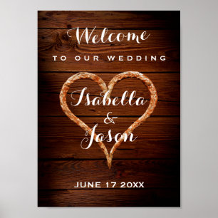 Welcome Sign Rustic Metal Heart Wood Wedding