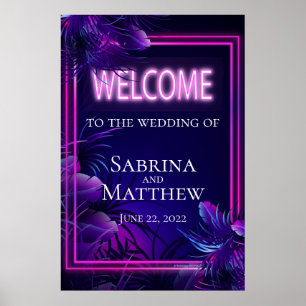Welcome Sign Stunning Neon Tropical Foliage