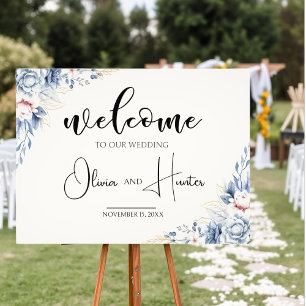 Welcome sign template for wedding with blush pink