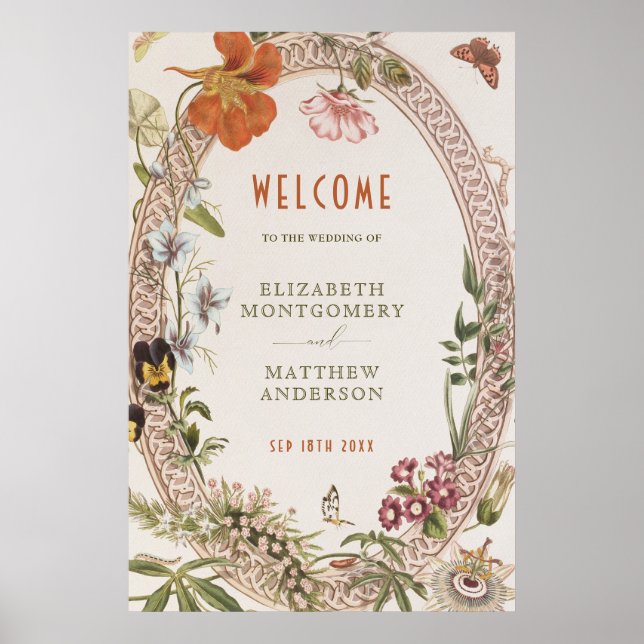 Welcome Sign Wedding Vintage Art Nouveau (Front)