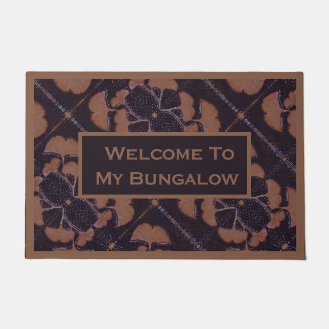  Welcome Sign with Gingko Leaves Doormat (Front)
