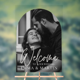 Welcome Sign with Photo Modern Elegant Wedding 