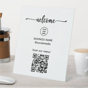 Welcome Sign With QR Code For Menu Sign