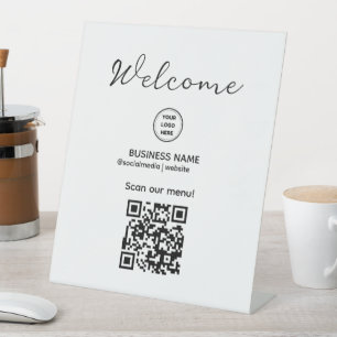 Welcome Sign With QR Code For Menu Sign