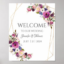 Welcome Signs Purple & Blue Roses