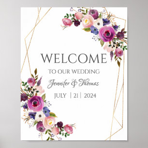 Welcome Signs Purple & Blue Roses