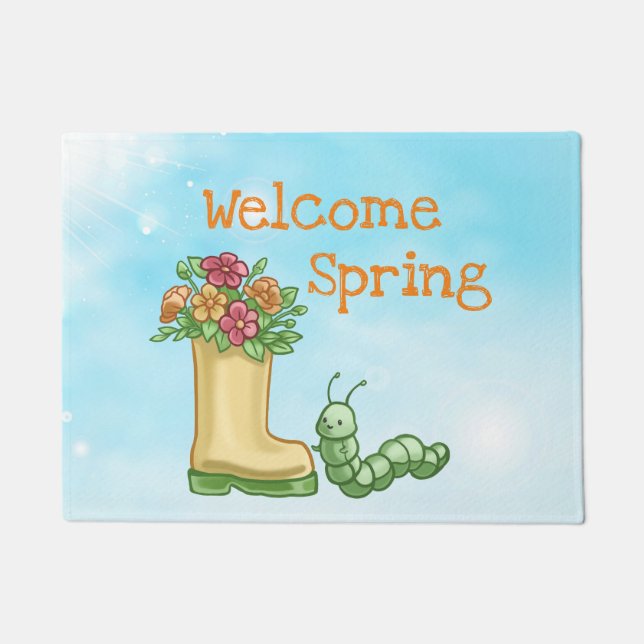 Welcome Spring Caterpillar Doormat (Front)