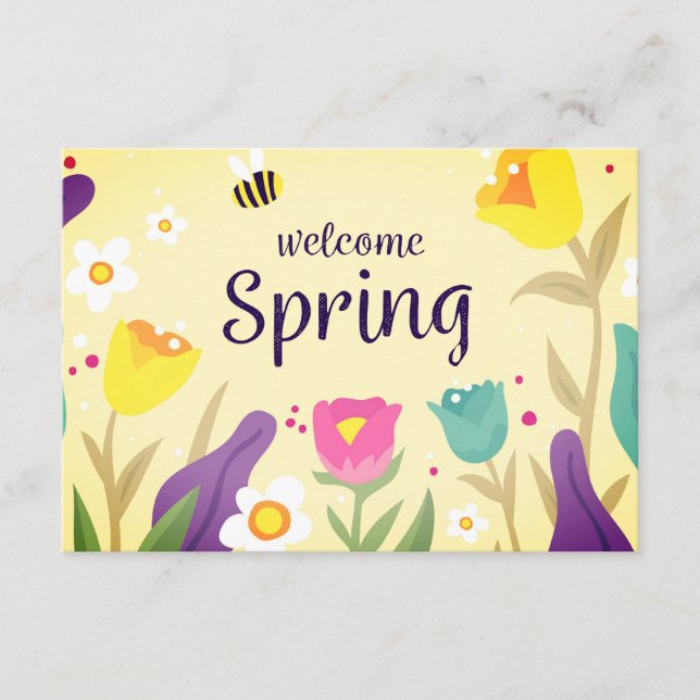 Welcome Spring Floral  Enclosure Card (Front)