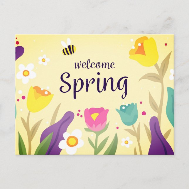 Welcome Spring Floral  Postcard (Front)