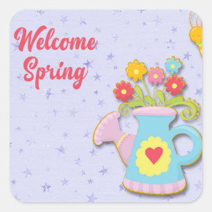 Welcome Spring Square Sticker