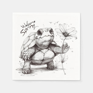 Welcome Spring" Turtle Napkins! 🌼🐢 Napkin
