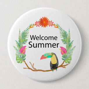 welcome summer 10 cm round badge
