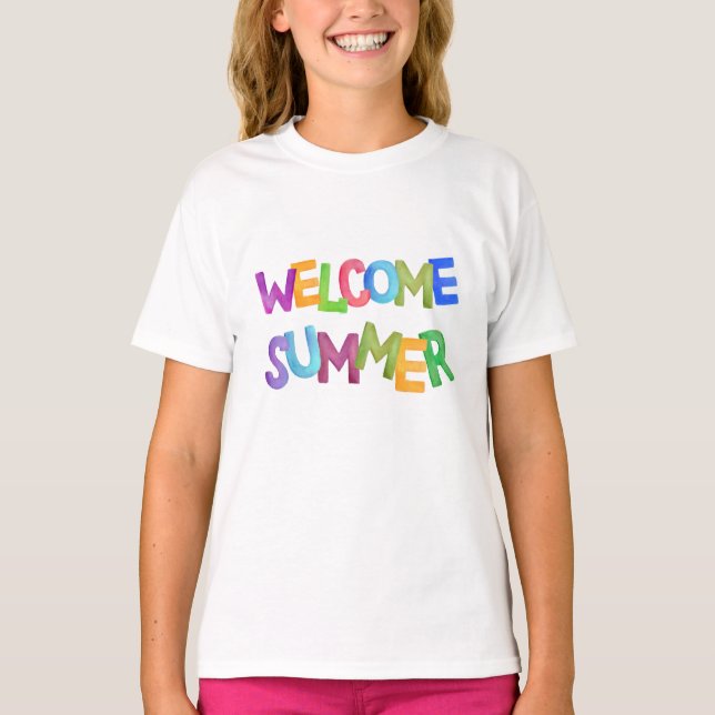welcome summer colourful vacation typography T-Shirt (Front)