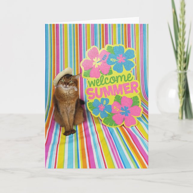 Welcome Summer Featuring Summer the Somali Cat Card (Front)