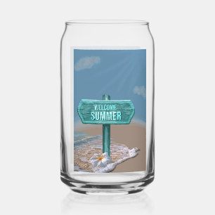 Welcome Summer Vector Drawing Can Glass