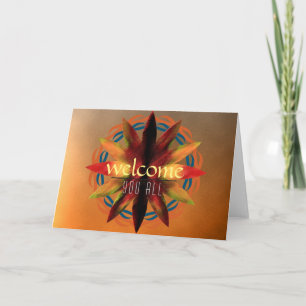 Welcome Sunset Mandala Damask Lotus Flower Clouds Thank You Card