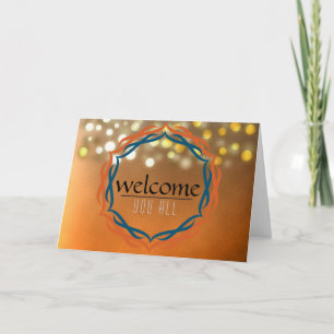 Welcome Sunset Mandala Damask Red Confetti Thank You Card
