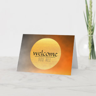 Welcome Sunset Moon with Red Black Clouds Thank You Card