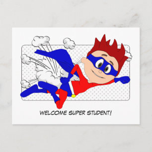 Welcome Super Student Boy Postcard Back to School