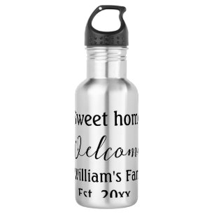Welcome sweet home add family name year Est. Text 532 Ml Water Bottle