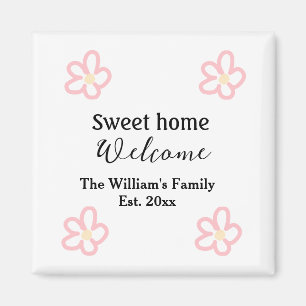 Welcome sweet home add family name year Est. Text  Magnet