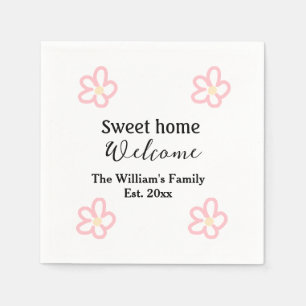 Welcome sweet home add family name year Est. Text  Napkin