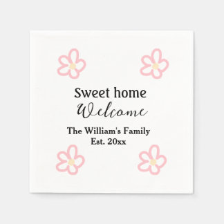 Welcome sweet home add family name year Est. Text  Napkin